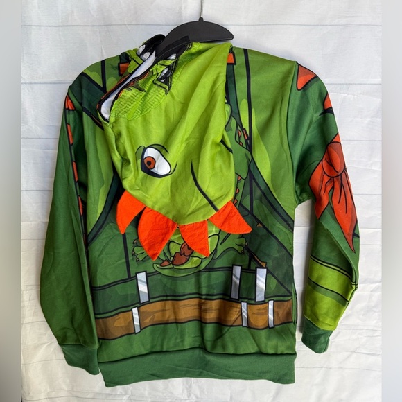 Fortnite Hoodie Boys M Green Dino Rex Costume Full Zip Cosplay Gamer Sweatshirt - Picture 2 of 15